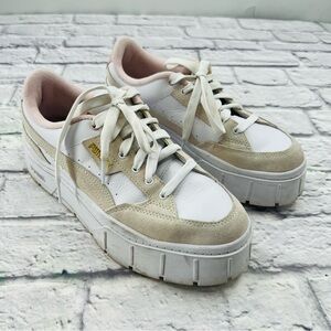 Puma Mayze Stack Sneaker Size 9.5 Cream Beige Platform Chunky Low Top Casual
